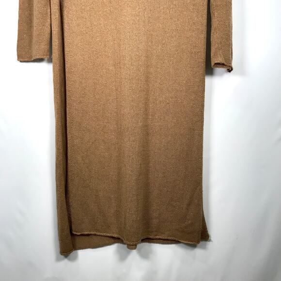 All Row Dress Womens Medium Brown Sweater Maxi Knit Coverup Preppy High Slit - Picture 5 of 9